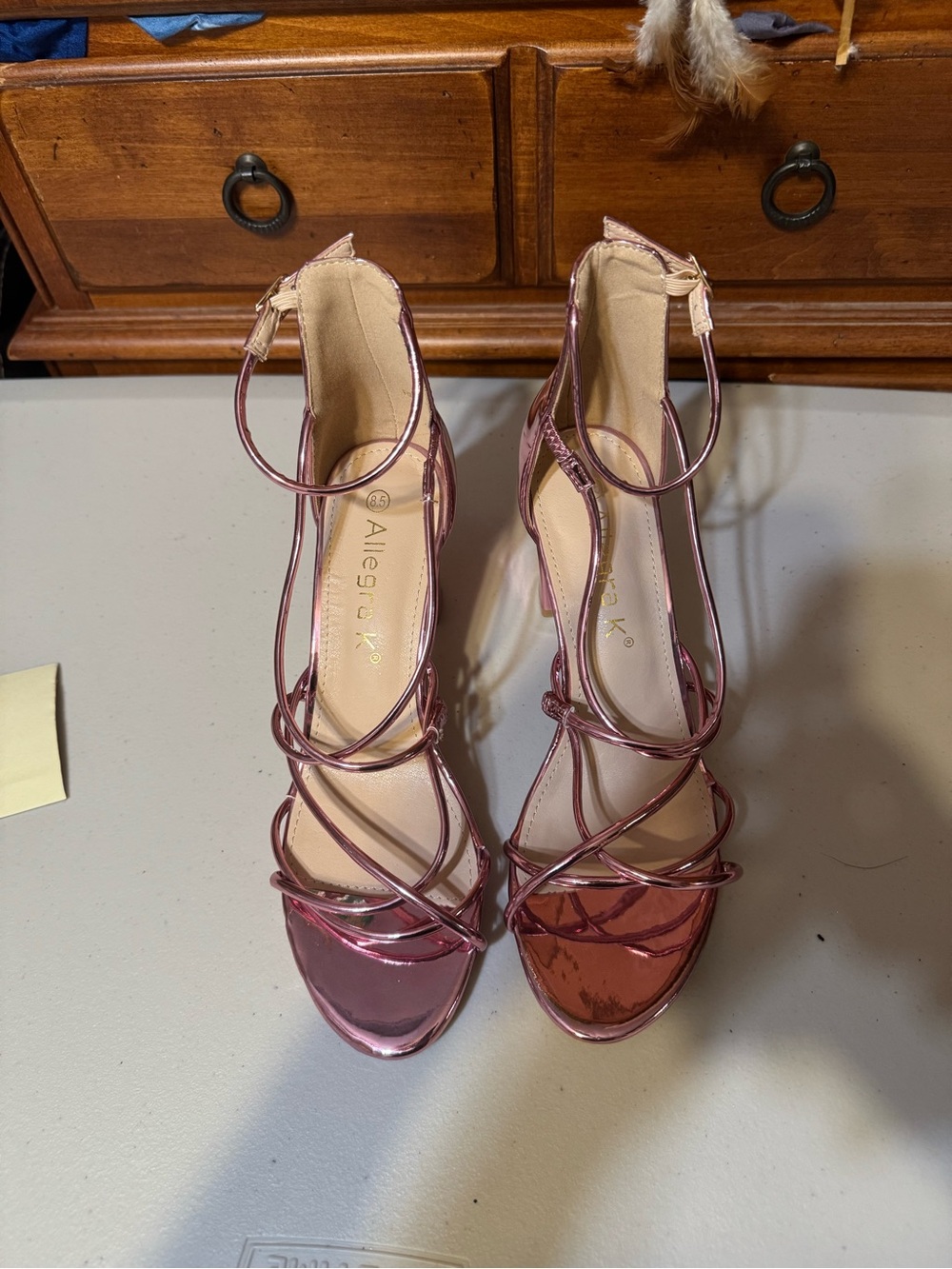 Allegra K Women's Open Toe Strappy Buckle Straps Stiletto Heel Sandals 8.5 Pink